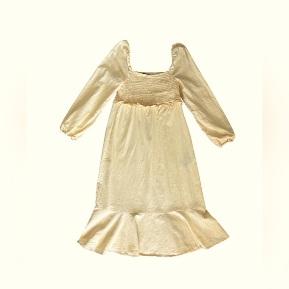 7 For All Mankind Dresses & Skirts - 7 For All Mankind women’s linen/cotton blend soft yellow midi dress size small